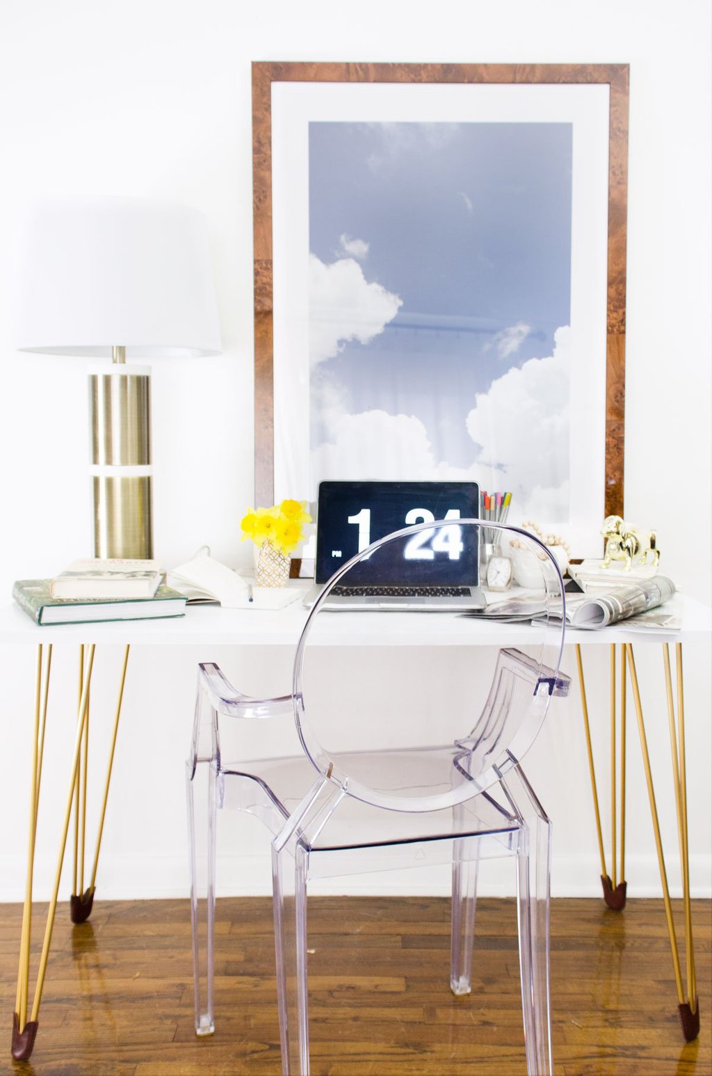 Diy Desk With Gold Hairpin Legs Thou Swell How To Make A Diy Desk With Gold Hairpin Legs From Prettypegs On Thouswellblog
