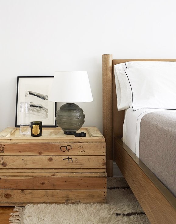 My Dorm Design Board Thou Swell Bedroom With Wooden Trunk Bedside Table Via Thouswellblog
